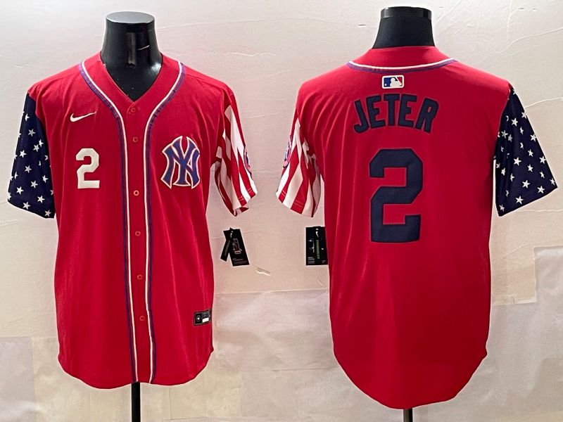 Men New York Yankees #2 Jeter Red a generation of national flags Jointly Name 2025 Nike MLB Jersey style 2